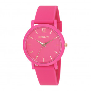 Coloured Case Silicone Sports Watch - Hot Pink