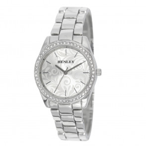 Delicate Etched Patterned Dial Bracelet Watch - Silver