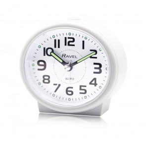 Oval Bedside Quartz Alarm Clock - White